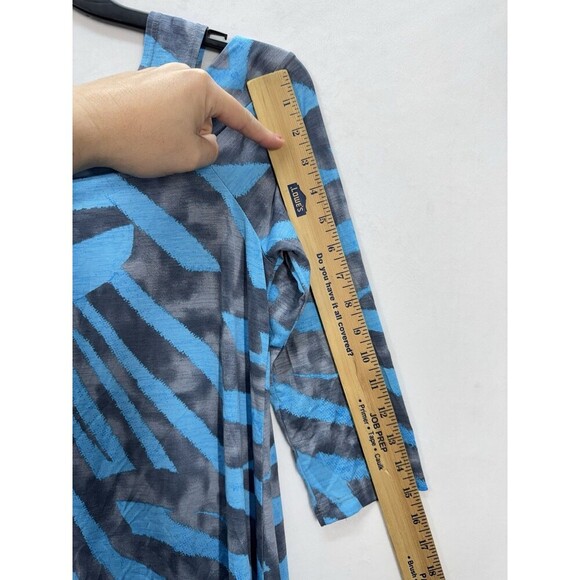 Clara Sun Woo Cold Shoulder Top Womens Small Blue Gray 3/4 Sleeve Stretch Tunic - Picture 8 of 8